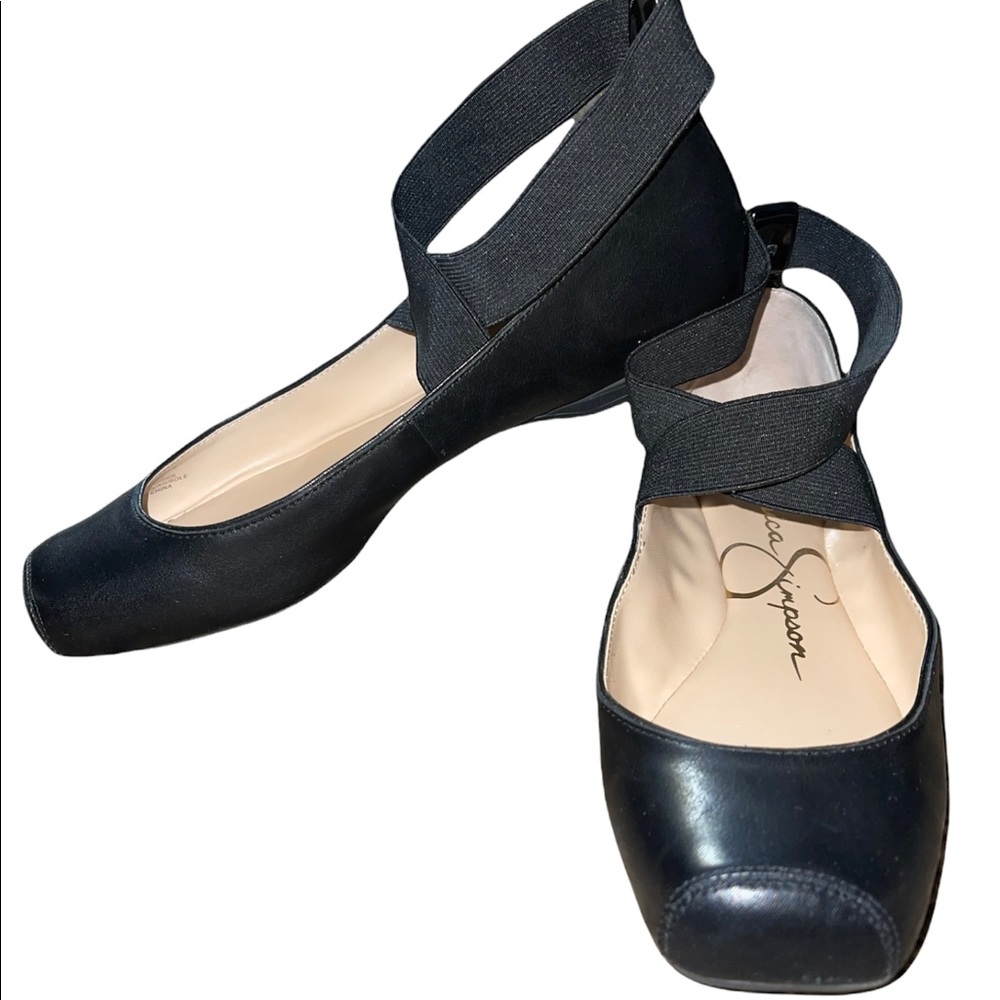 Women’s Jessica Simpson Mandalaye Black Leather Ballet Flats Size 8